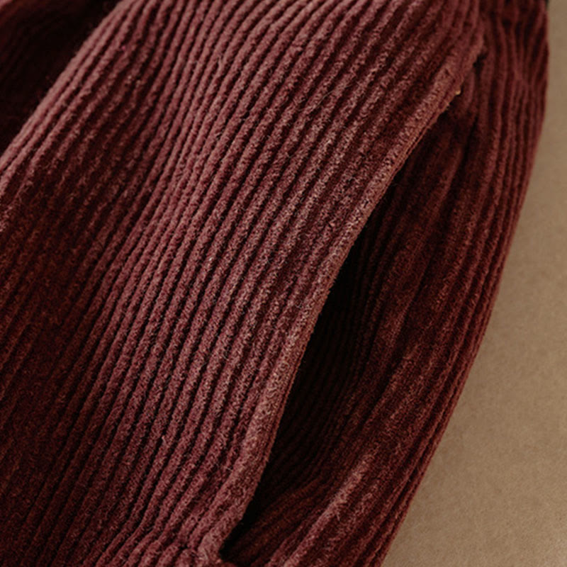 Calira Color Contrast Corduroy Cotton Women's Thermal Fleece-Lined Harem Pants With Pockets