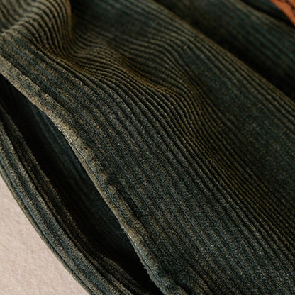 Calira Color Contrast Corduroy Cotton Women's Thermal Fleece-Lined Harem Pants With Pockets