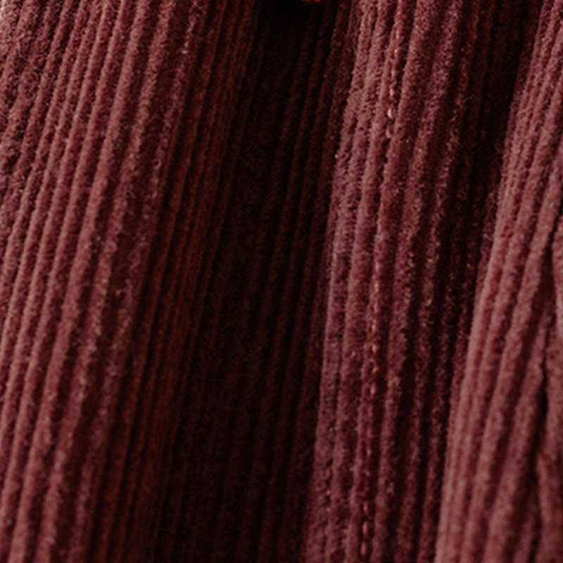 Calira Color Contrast Corduroy Cotton Women's Thermal Fleece-Lined Harem Pants With Pockets