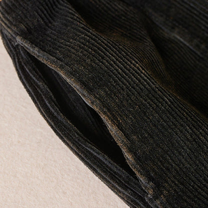 Calira Color Contrast Corduroy Cotton Women's Thermal Fleece-Lined Harem Pants With Pockets