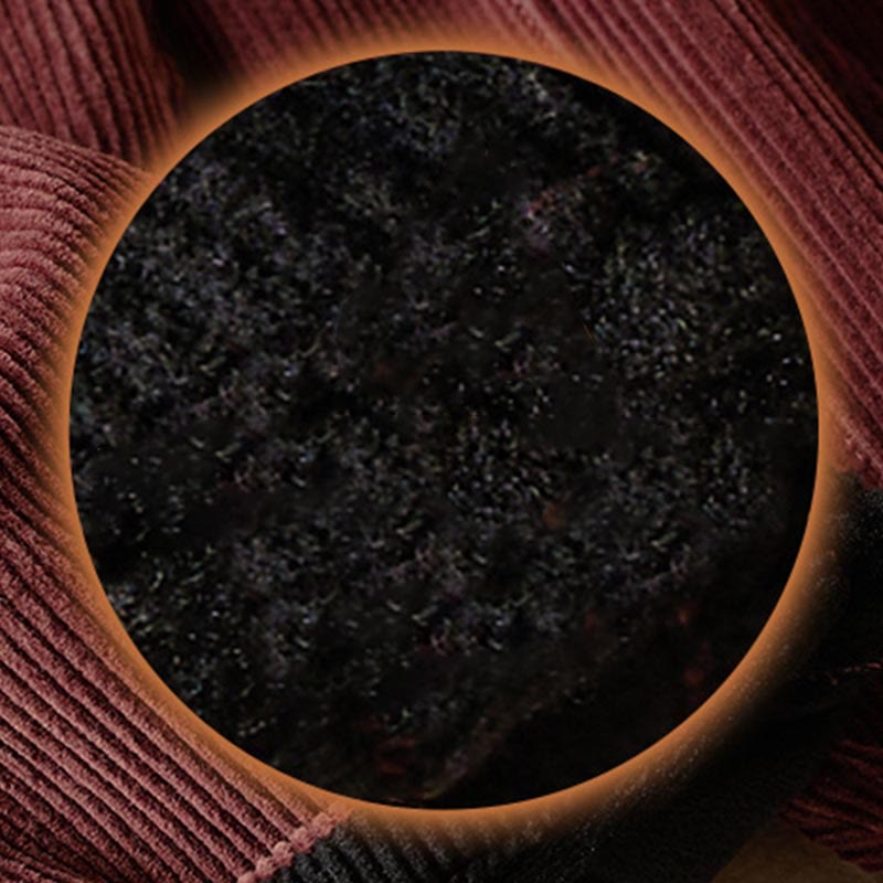 Calira Color Contrast Corduroy Cotton Women's Thermal Fleece-Lined Harem Pants With Pockets